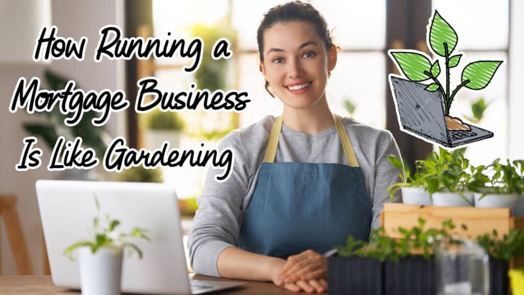 gardener sitting at a desk with plants
