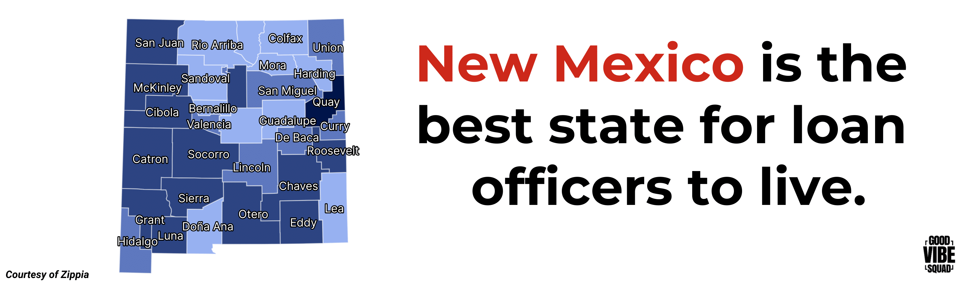 graphic displaying that New Mexico is ranked as the best state for loan officers to live