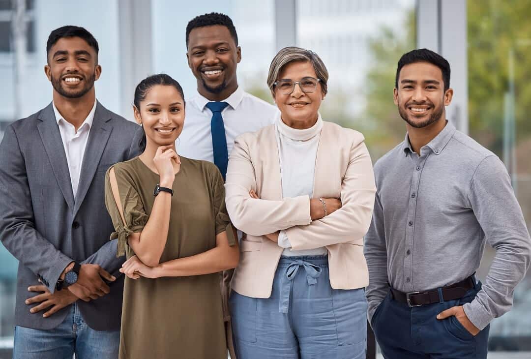 Group of happy loan officers