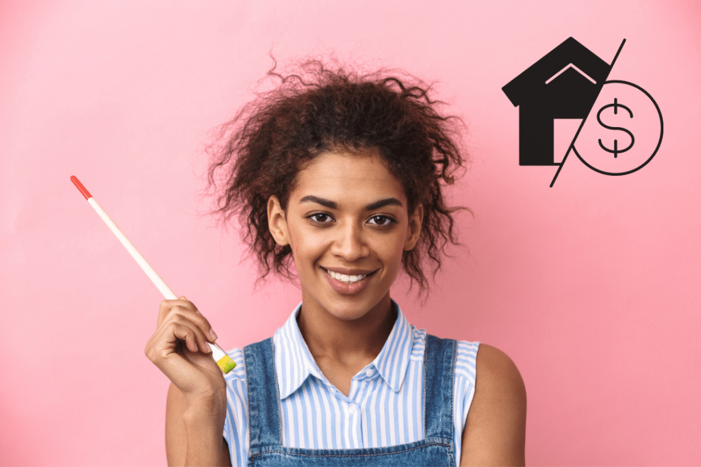 artist holding a paintbrush against a pink background