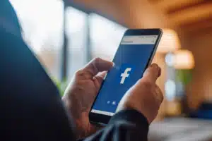 a person opening the facebook app on his phone