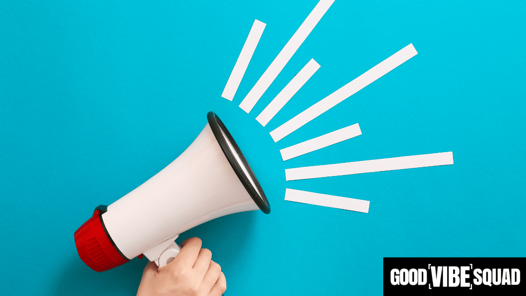 red and white megaphone against a teal background to represent powerful mortgage loan officer mission statements