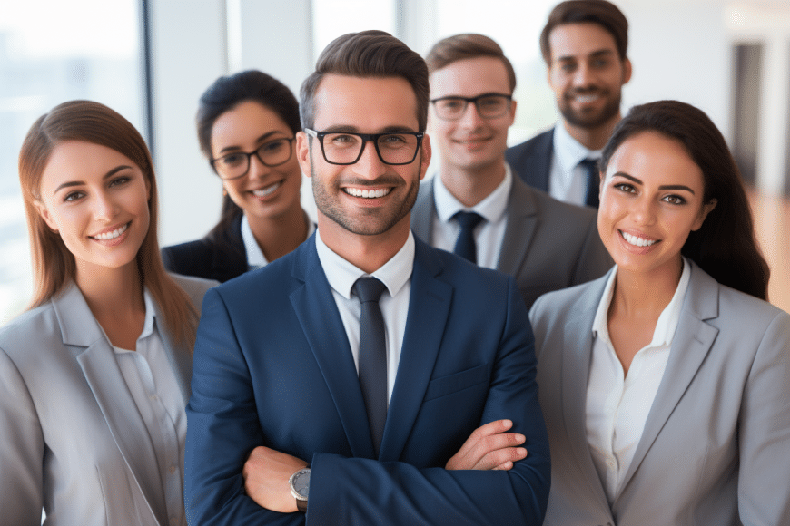 a group of loan officers, attorneys, realtors, and other referral partners smiling